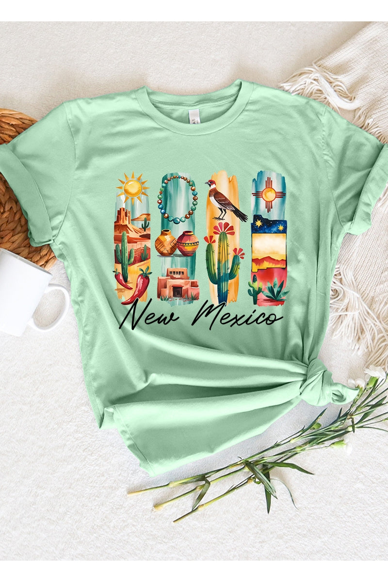 US3001P-E3061NM New Mexico State Brushstroke Graphic Plus Tee $16