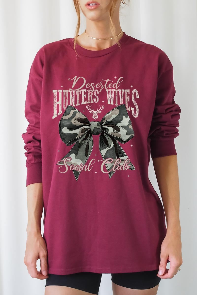 UL240-E3193 Hunters Wives Social Club Graphic Long Sleeve Tee $13.75