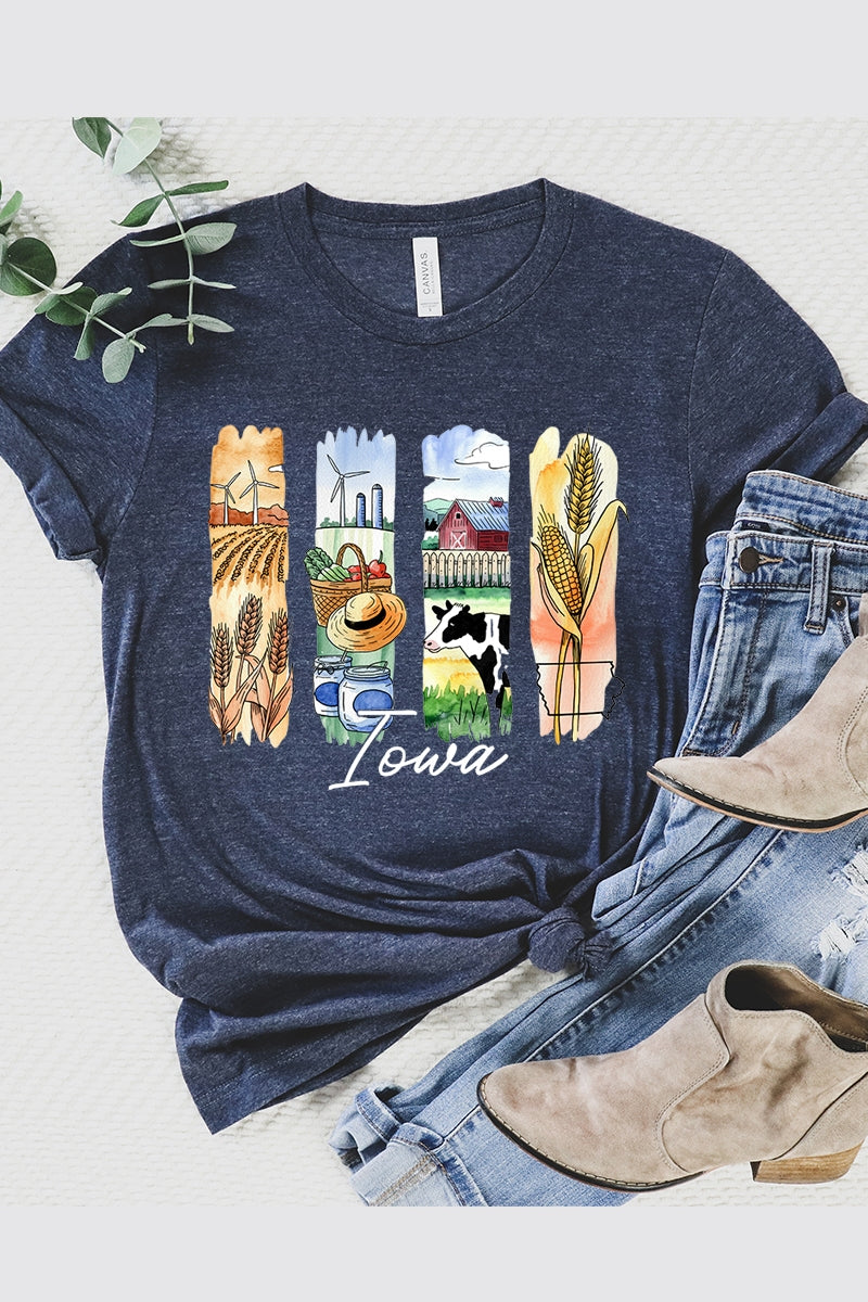 US3001P-E3061IA Iowa State Brushstroke Graphic Plus Tee $16