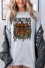 US3001-E3190 Hunting Pumpkin Bow Graphic Tee $12.5
