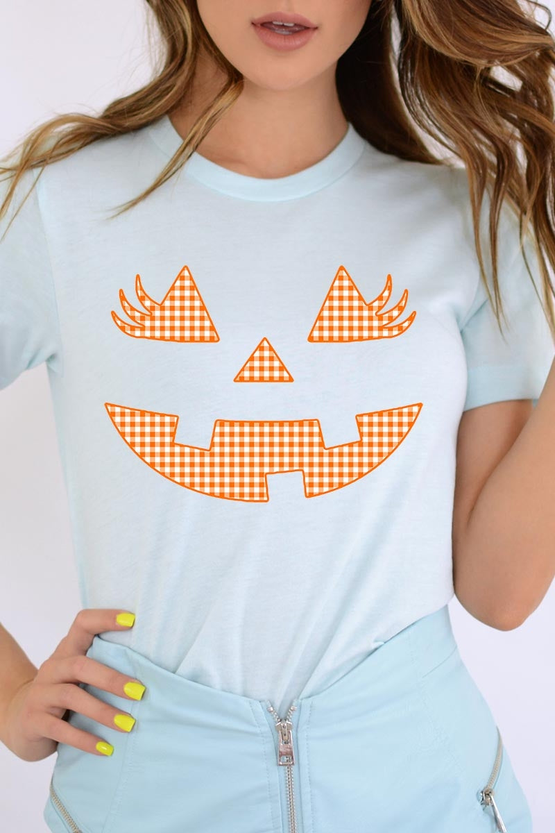 US3001-E3148 Cute Pumpkin Halloween Graphic Tee $12.5