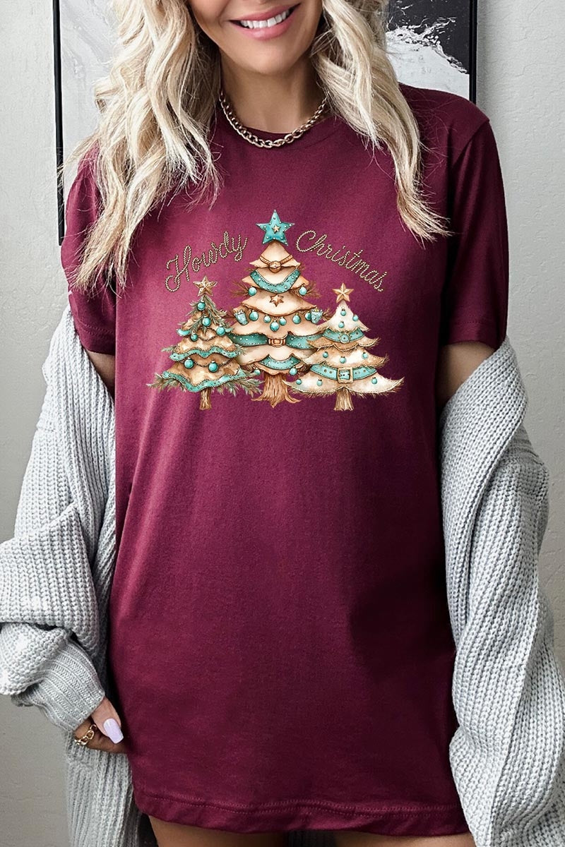 US3001P-E3185 Howdy Christmas Graphic Plus Tee $16