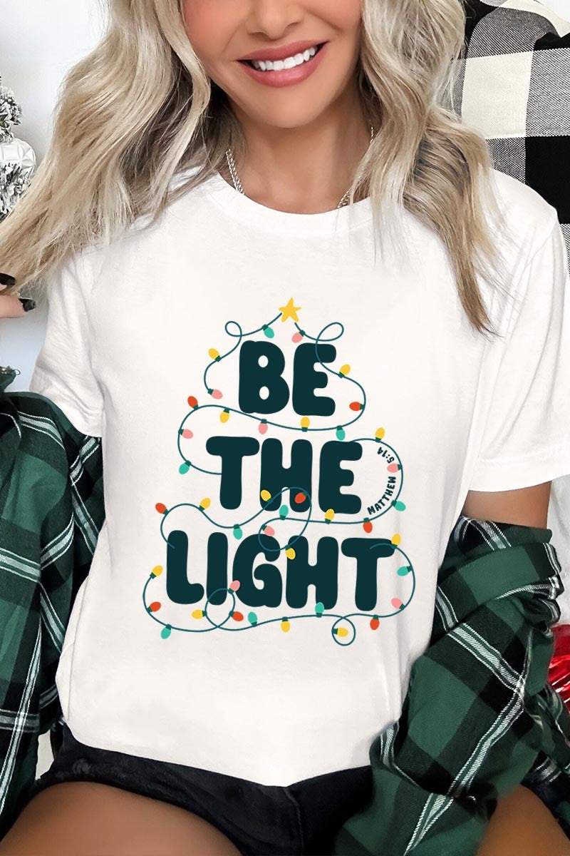 US3001P-E3202 Be the Light Christmas Graphic Plus Tee $16
