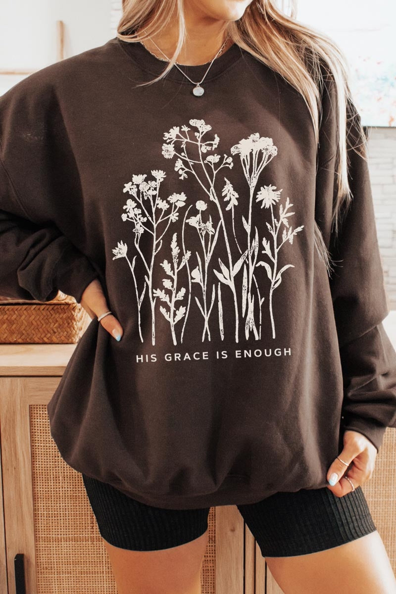 UL180-E3146 Christian Wildflower Graphic Sweatshirt $20