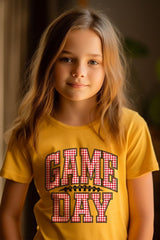 US3001Y-E3126Z Red Gingham Game Day Kids Graphic Tee $11