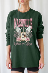 UL240-E3157 Nashville Rose Graphic Long Sleeve Tee $13.75