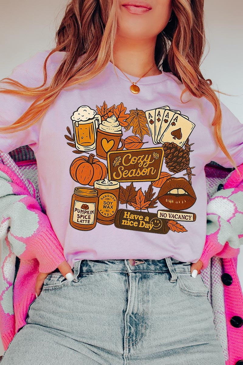 US3001-E3119 Retro Fall Collage Graphic Tee $12.5