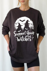 UL240-E3161 Local Witches Halloween Graphic Long Sleeve Tee $13.75