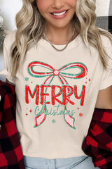 US3001-E3197 Merry Christmas Bow Graphic Tee $12.5