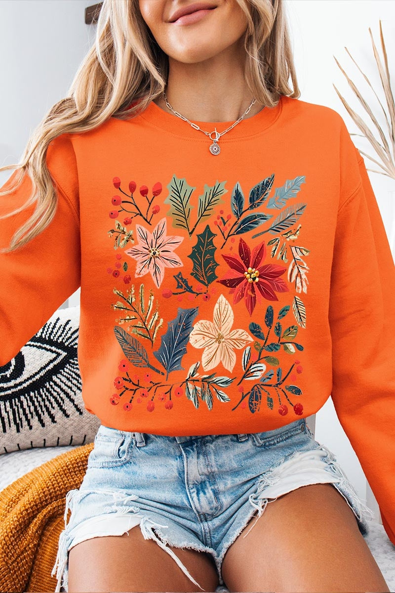 UL180P-E3186 Floral Christmas Graphic Plus Sweatshirt $25