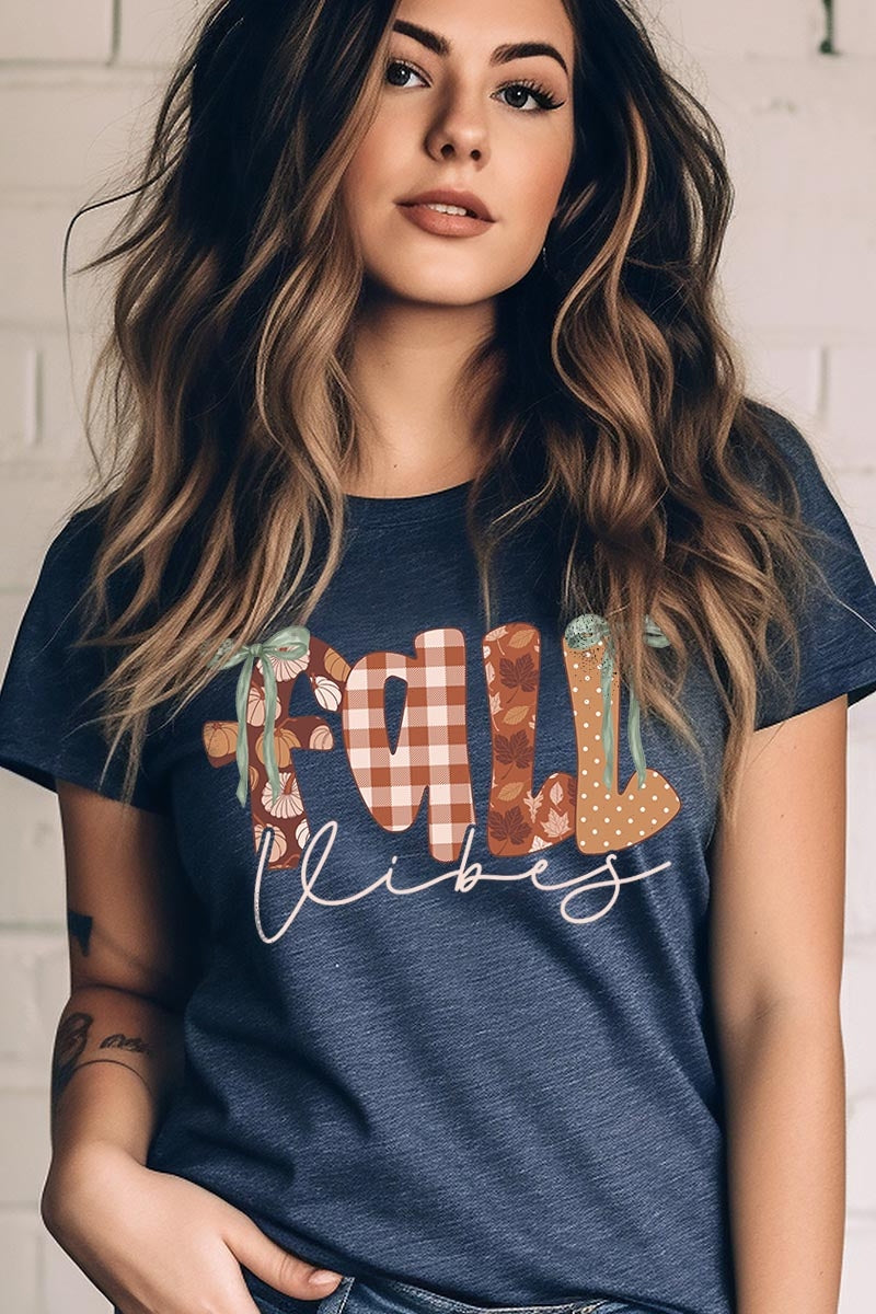 US3001P-E3071 Fall Vibes Rustic Script Graphic Plus Tee $16