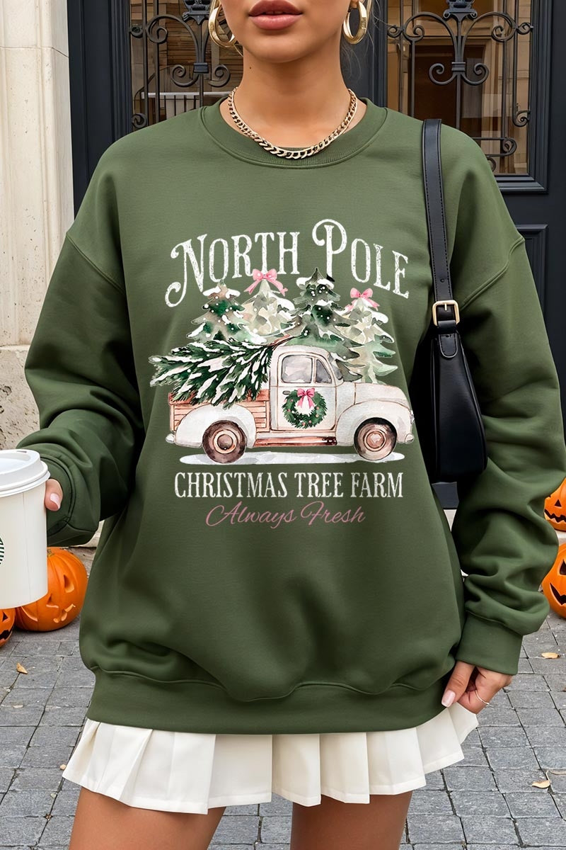 UL180P-E3174 North Pole Christmas Graphic Plus Sweatshirt $25