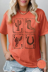 5000-E3094 Western Cowgirl Card Graphic Heavy Cotton Tee $9