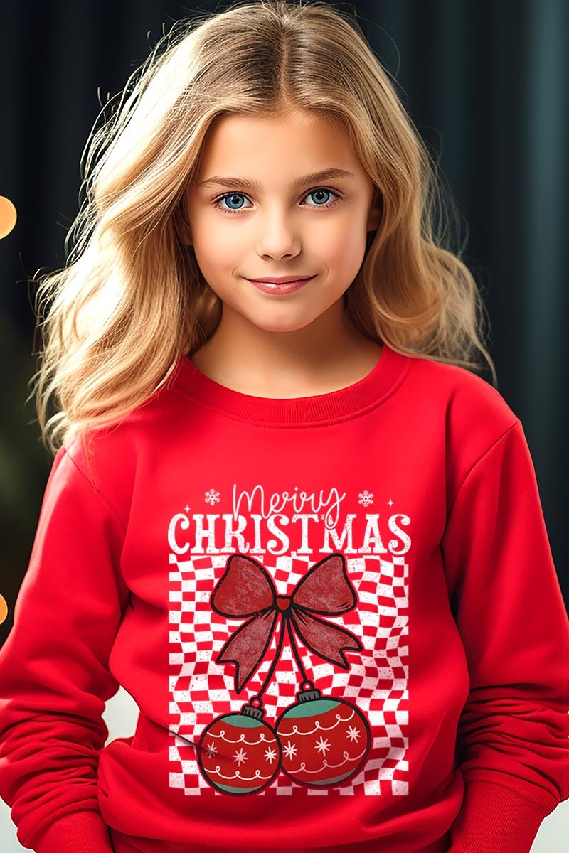 UL180B-E3196Z Cherry Ornament Christmas Kids Graphic Sweatshirt $20