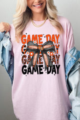 5000-E3088 Orange Black Football GameDay Bow Heavy Cotton Tee $9
