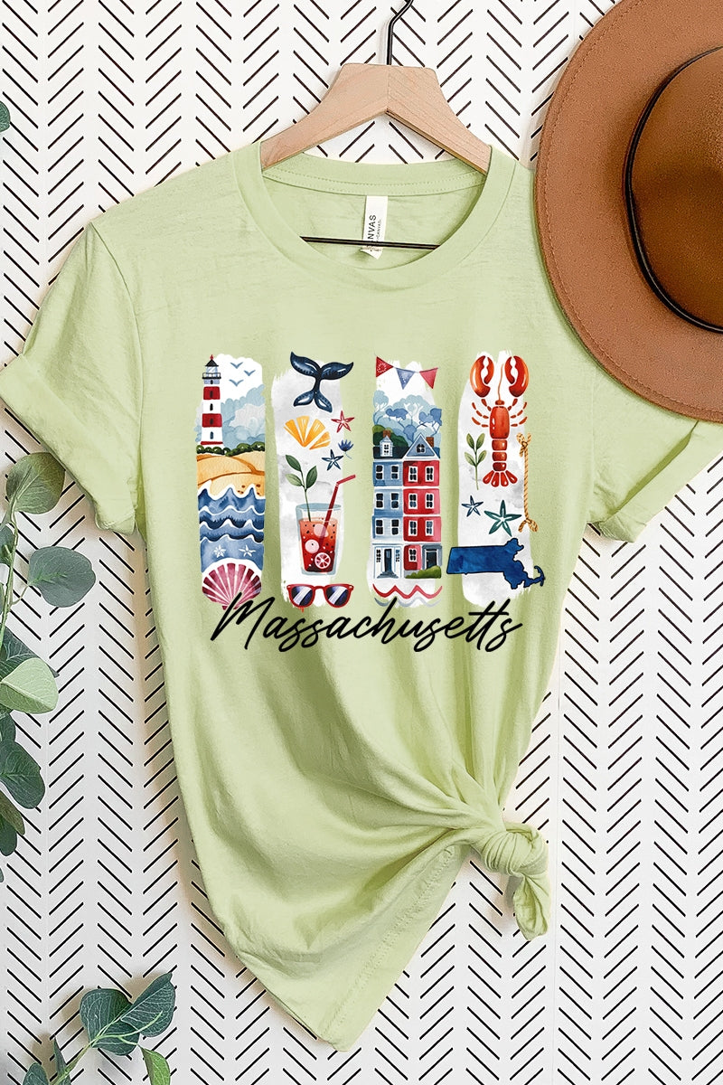US3001P-E3061MA Massachusetts State Brushstroke Graphic Plus Tee $16