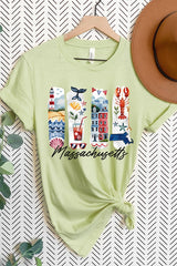 US3001-E3061MA Massachusetts State Brushstroke Graphic Tee $12.5