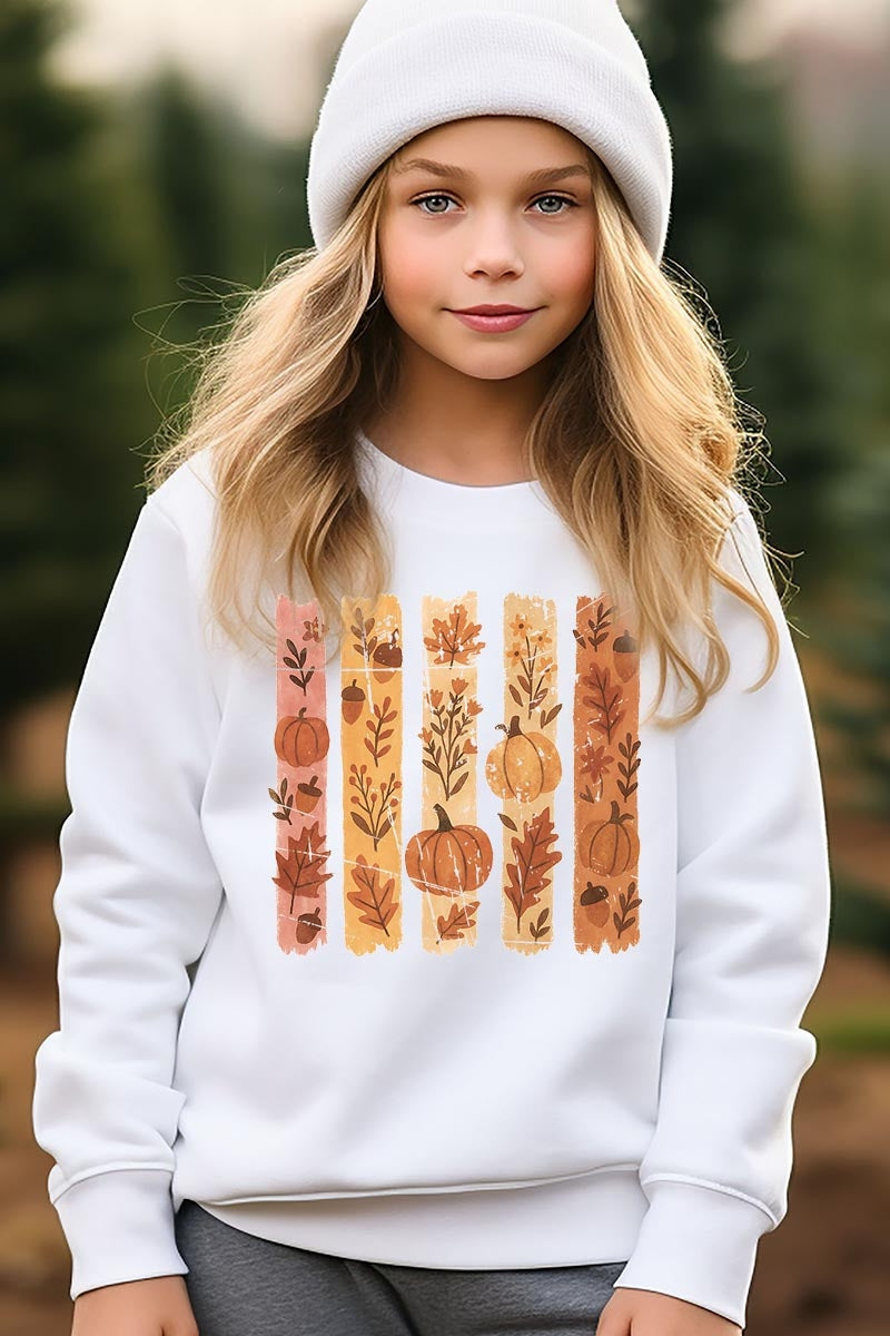 UL180B-E3110Z Brushstroke Boho Fall Kids Graphic Sweatshirt $20
