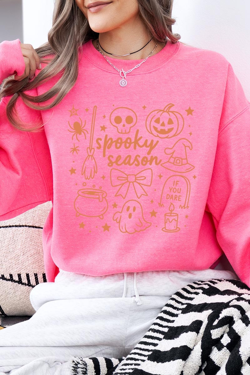 UL180-E3141 Halloween Doodle Graphic Sweatshirt $20