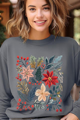 UL180-E3186 Floral Christmas Graphic Sweatshirt $20