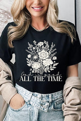 US3001P-E3116 God Is Good Floral Graphic Plus Tee $16