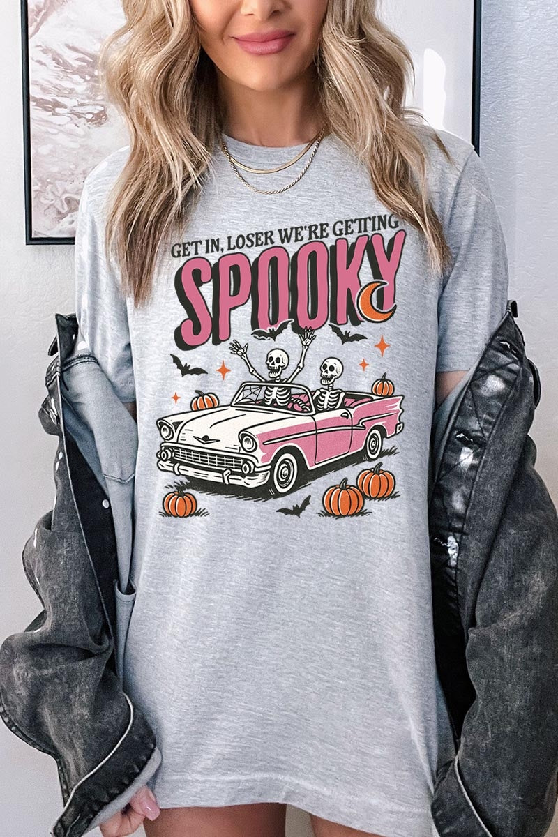 US3001-E3142 Spooky Skeleton Graphic Tee $12.5
