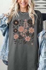 5000-E3178 Fall Floral Garden Graphic Heavy Cotton Tee $9