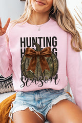 UL180P-E3190 Hunting Pumpkin Bow Graphic Plus Sweatshirt $25