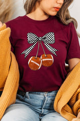 US3001-E3055 Football Cherries Graphic Tee $12.5