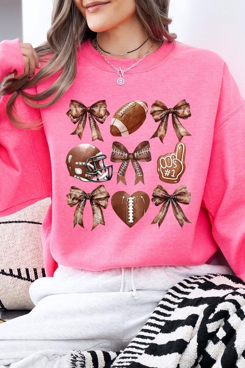 UL180P-E3054 Cute Football and Bow Graphic Plus Sweatshirt $25