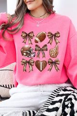UL180-E3054 Cute Football and Bow Graphic Sweatshirt $20