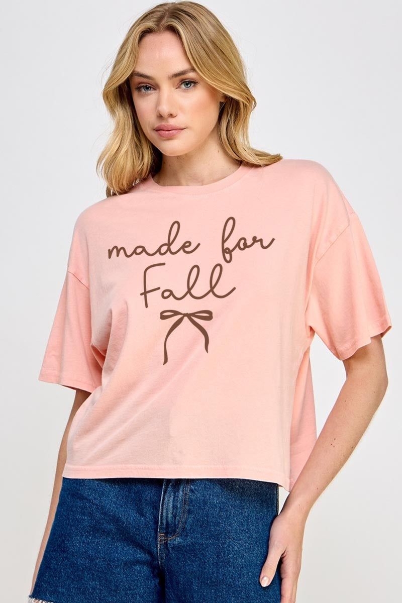 CTS-E3151 Made For Fall Graphic Relaxed Crop Top $11