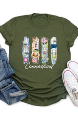 US3001-E3061CT Connecticut State Brushstroke Graphic Tee $12.5