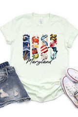 US3001P-E3061MD Maryland State Brushstroke Graphic Plus Tee $16
