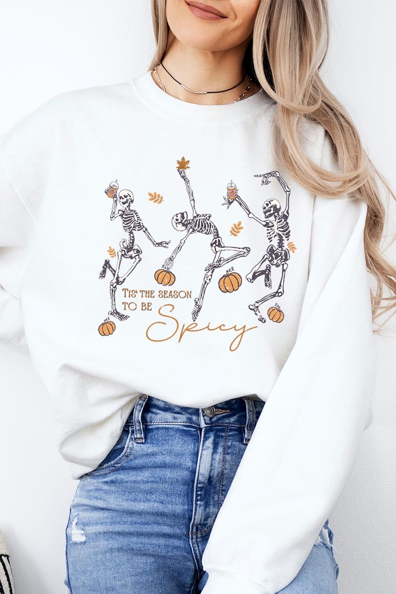 UL180P-E3123 Halloween Skeleton Graphic Plus Sweatshirt $25