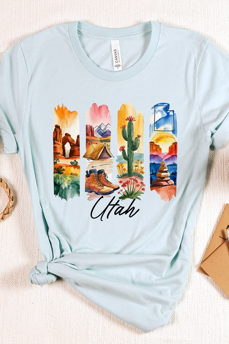 US3001-E3061UT Utah State Brushstroke Graphic Tee $12.5
