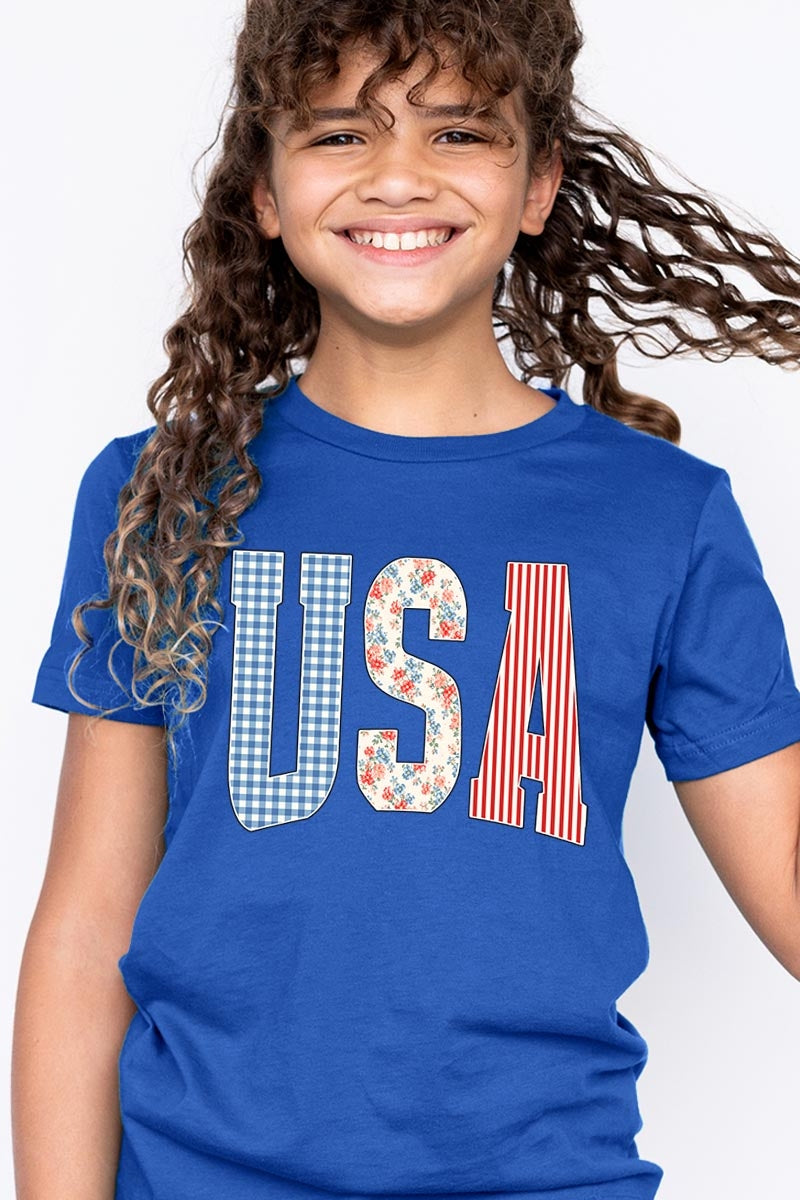 US3001Y-E3481Z USA Retro Kids Graphic Tee $11