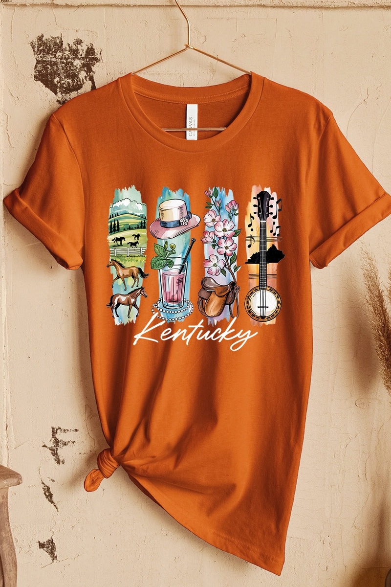 US3001-E3061KY Kentucky State Brushstroke Graphic Tee $12.5