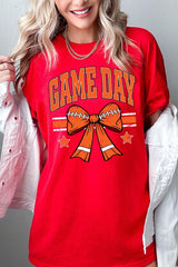5000P-E3064 Orange Football Bow Graphic Plus Heavy Cotton Tee $12.75