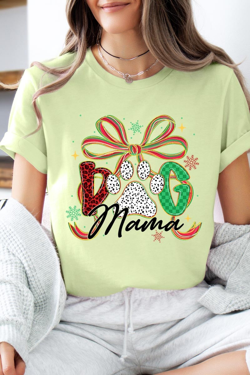 US3001-E3194 Dog Mama Christmas Paw Graphic Tee $12.5
