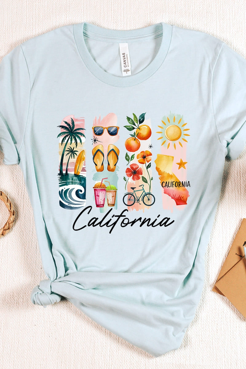 US3001-E3061CA California State Brushstroke Graphic Tee $12.5