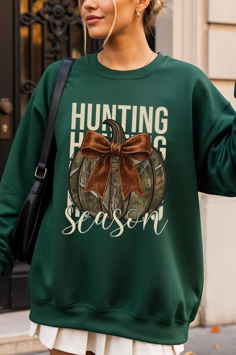 UL180-E3190 Hunting Pumpkin Bow Graphic Sweatshirt $20