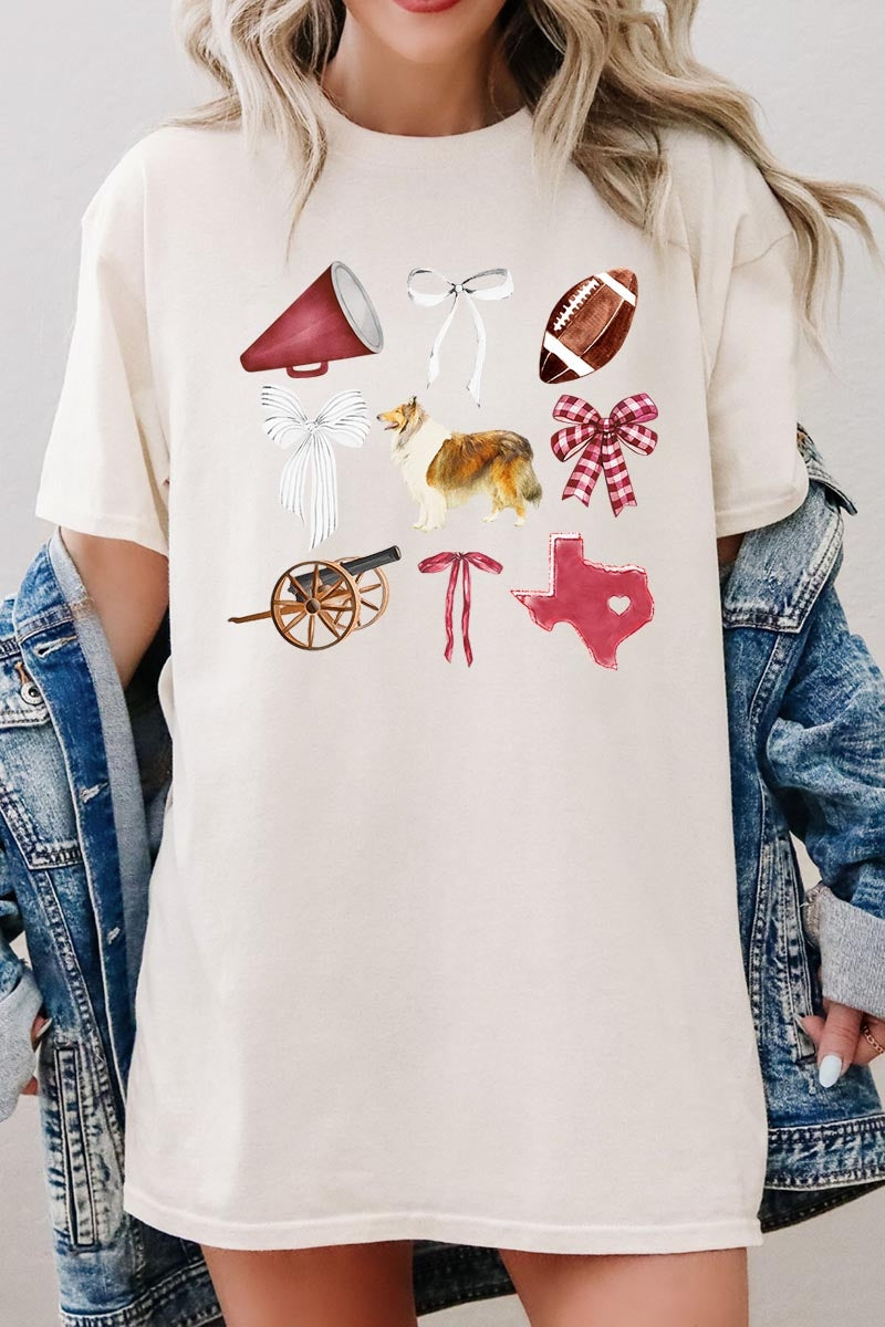 5000-E3079 Texas Football Graphic Heavy Cotton Tee $9