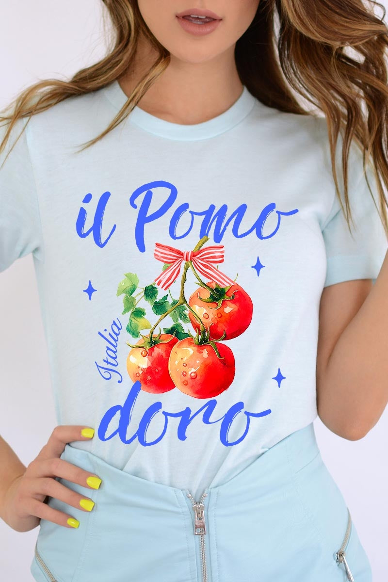 US3001-E3070 Il Pomodoro Tomato Art Graphic Tee $12.5