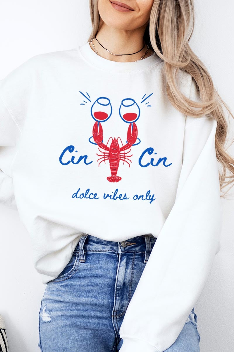 UL180-E3069 Cin Cin Lobster Celebration Graphic Sweatshirt $20