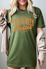 US3001-E3143 Are You Fall O Ween Jesus Graphic Tee $12.5
