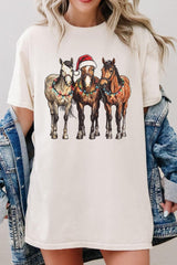 5000-E3182 Christmas Horses Graphic Heavy Cotton Tee $9