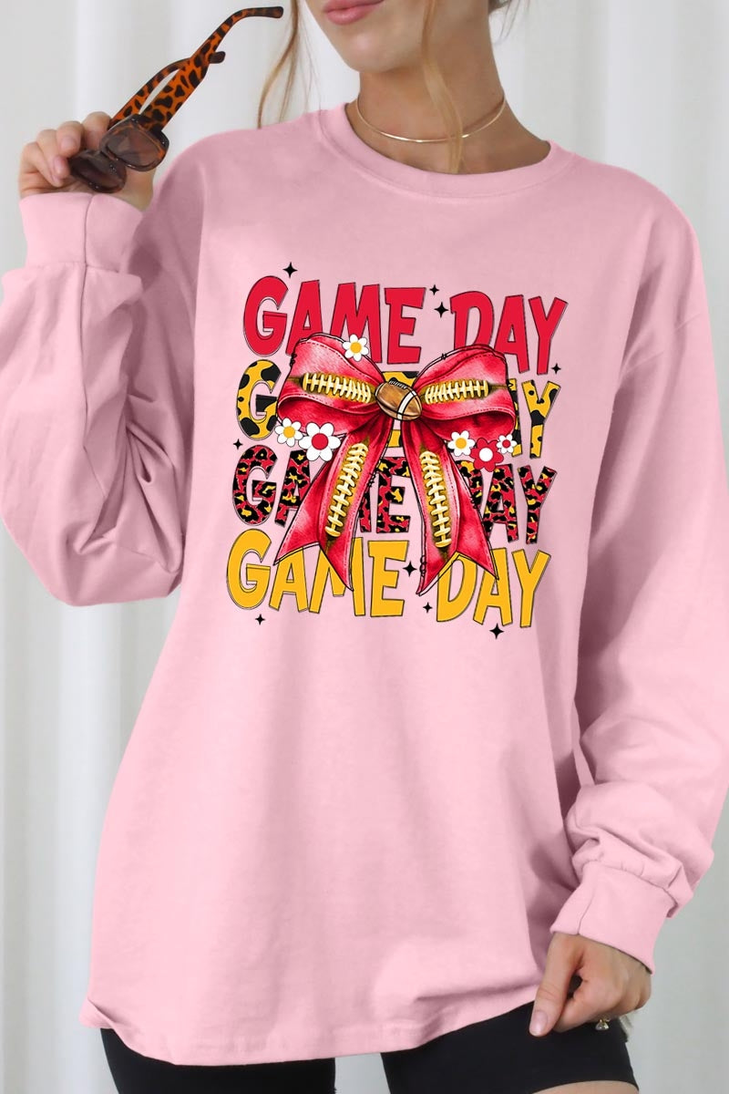 UL240P-E3091 Red Yellow Football Bow Plus Long Sleeve Tee $17