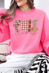 UL180P-E3071 Fall Vibes Rustic Script Graphic Plus Sweatshirt $25