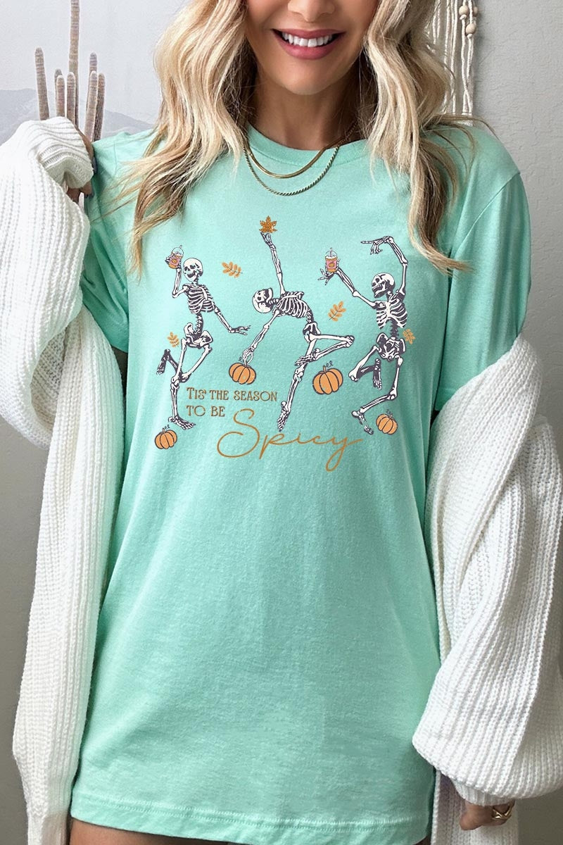 US3001-E3123 Halloween Skeleton Graphic Tee $12.5